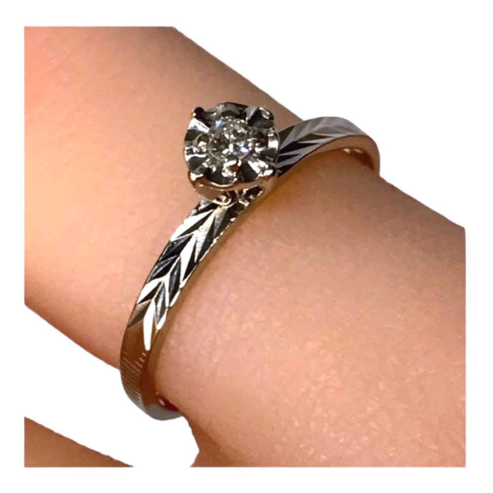 14KT FIERY HIGH TULIP SET DIAMOND VINTAGE DECORATIVE SOLITAIRE SOLID W GOLD RING